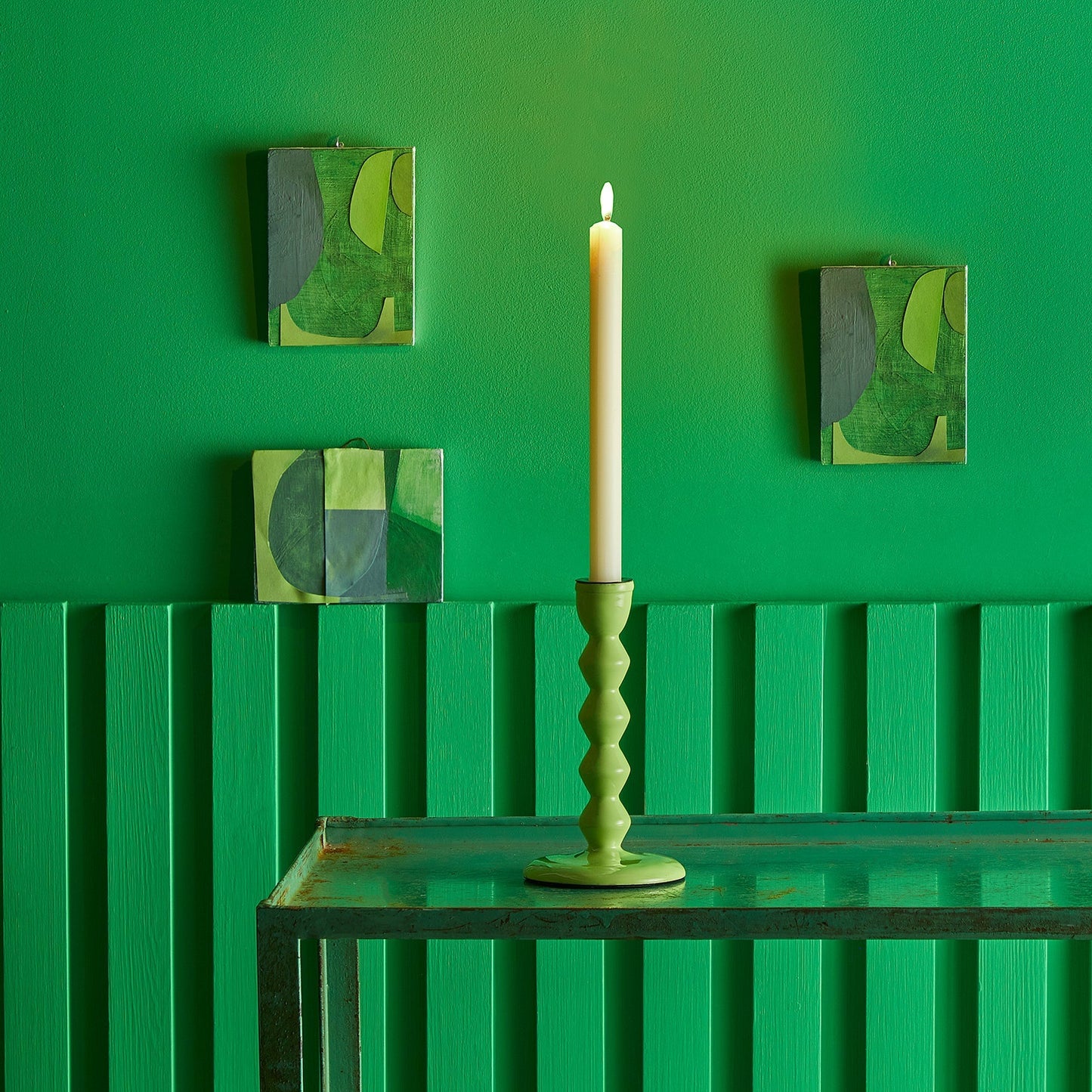 Smaller Mildred candlestick in lime
