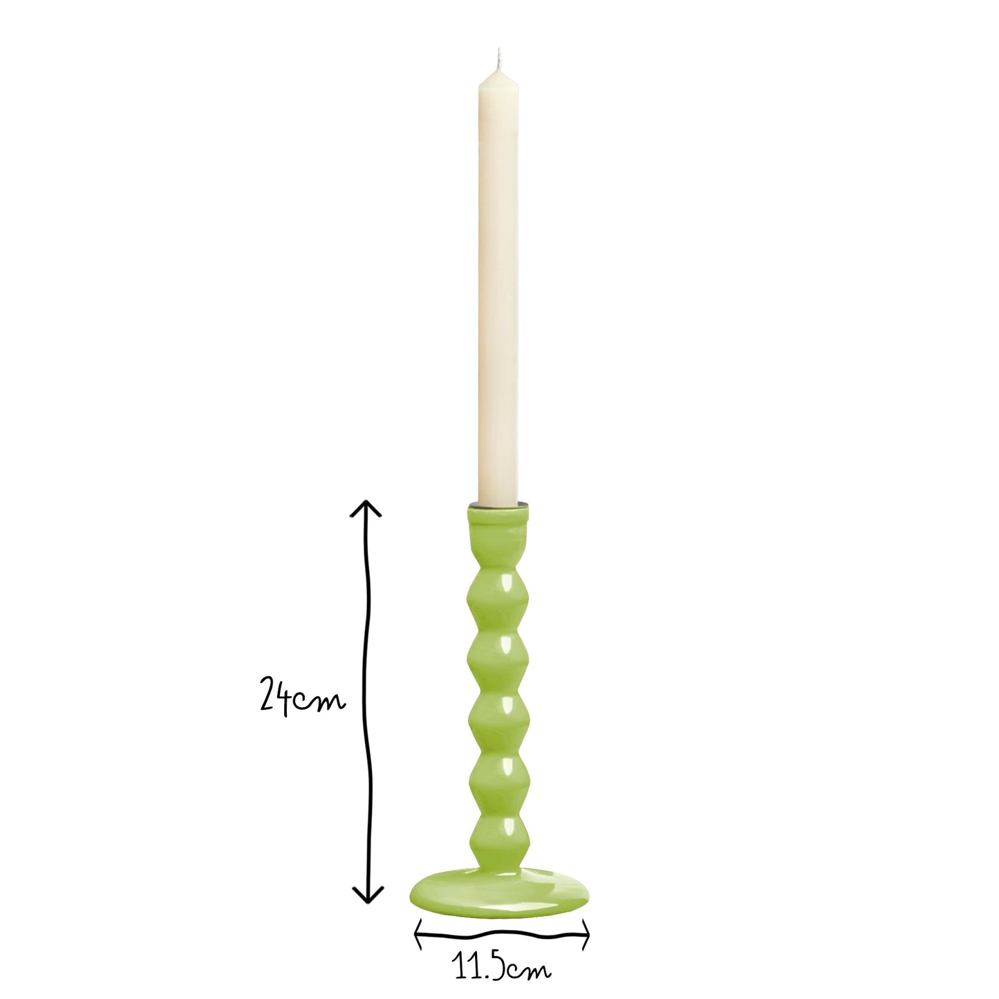 Larger Mildred candlestick in lime