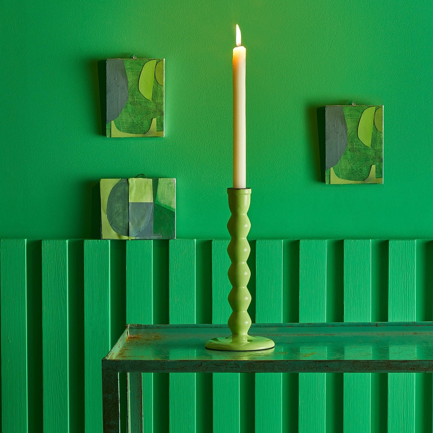 Larger Mildred candlestick in lime