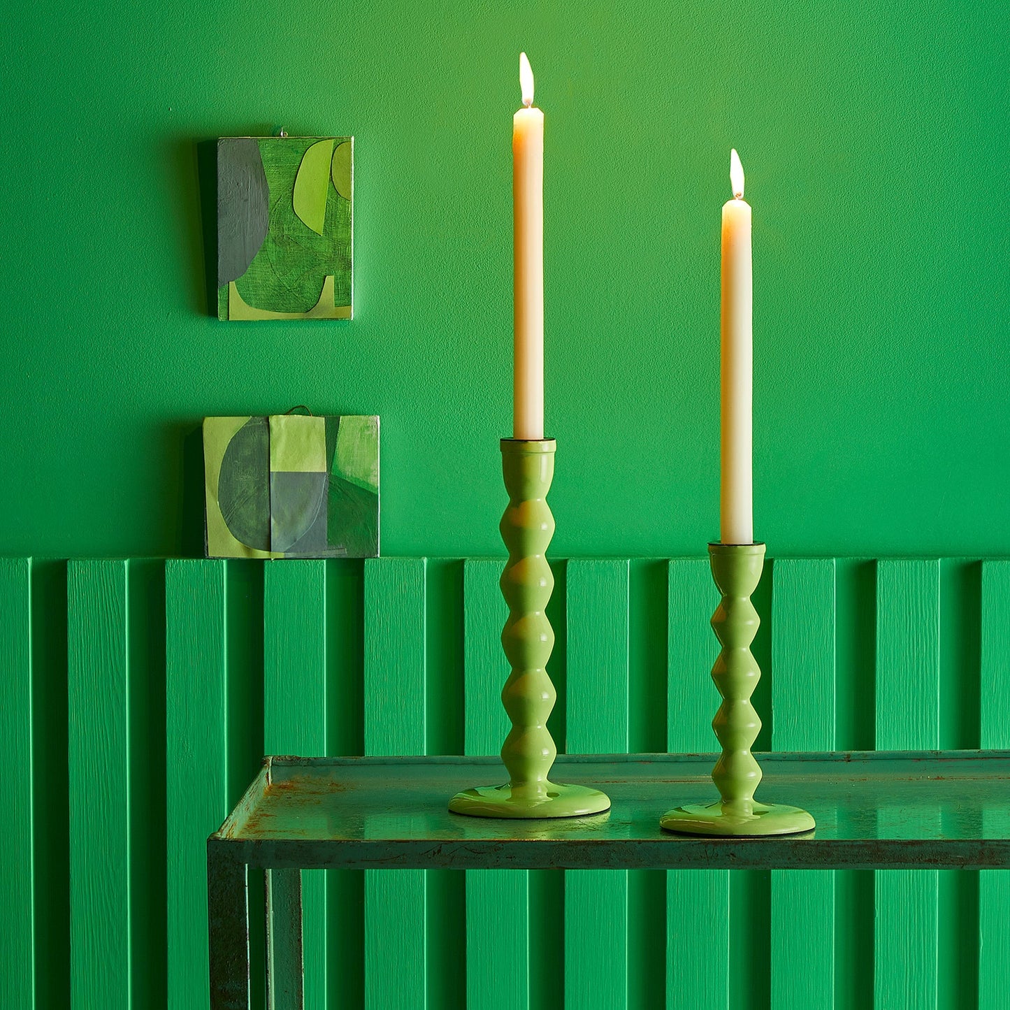 Smaller Mildred candlestick in lime