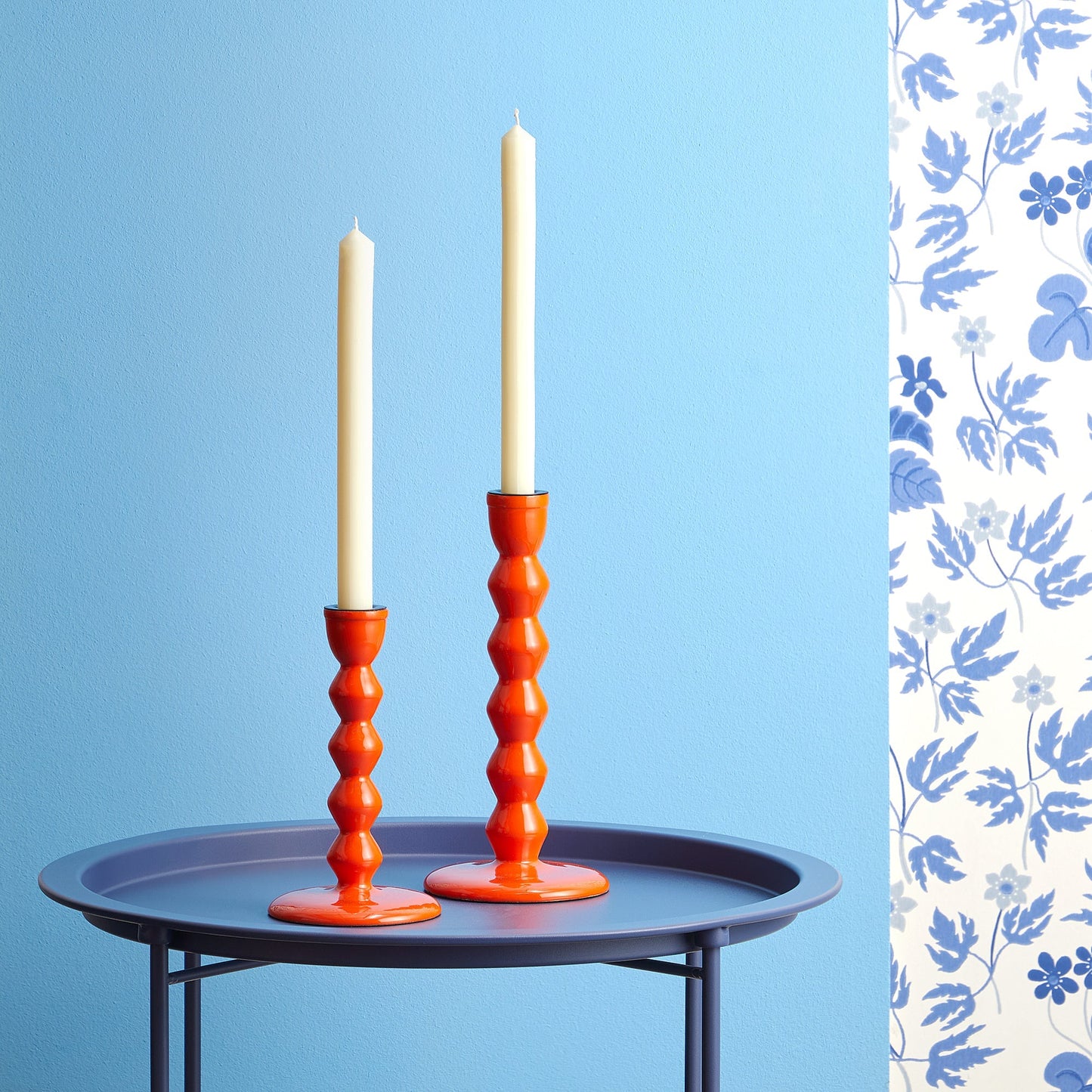 Smaller Mildred candlestick in tangerine
