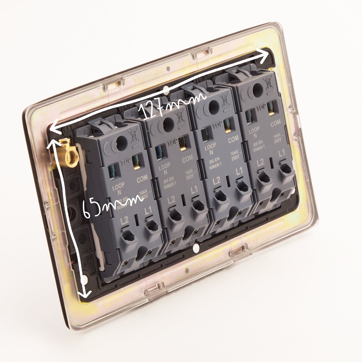 Four gang 2 way Florence toggle switch in bronze