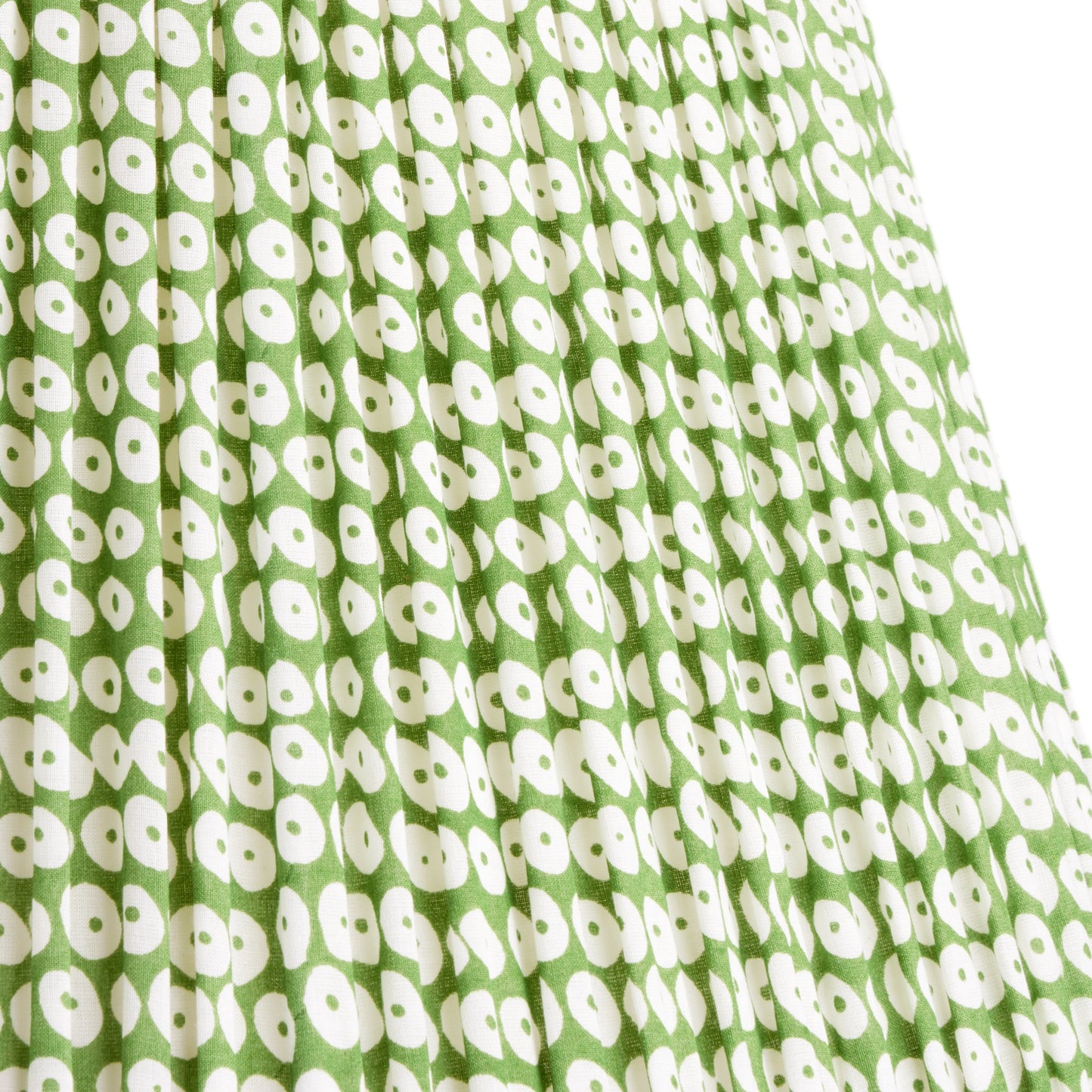 16cm empire gathered lampshade in green block printed cotton
