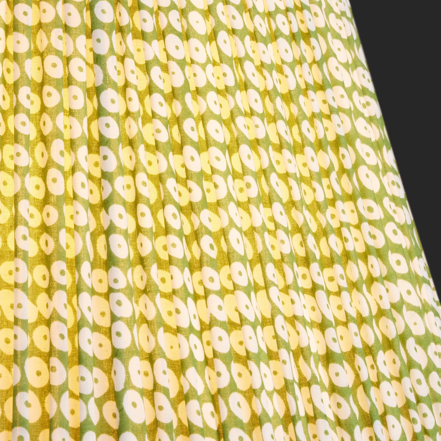 16cm empire gathered lampshade in green block printed cotton