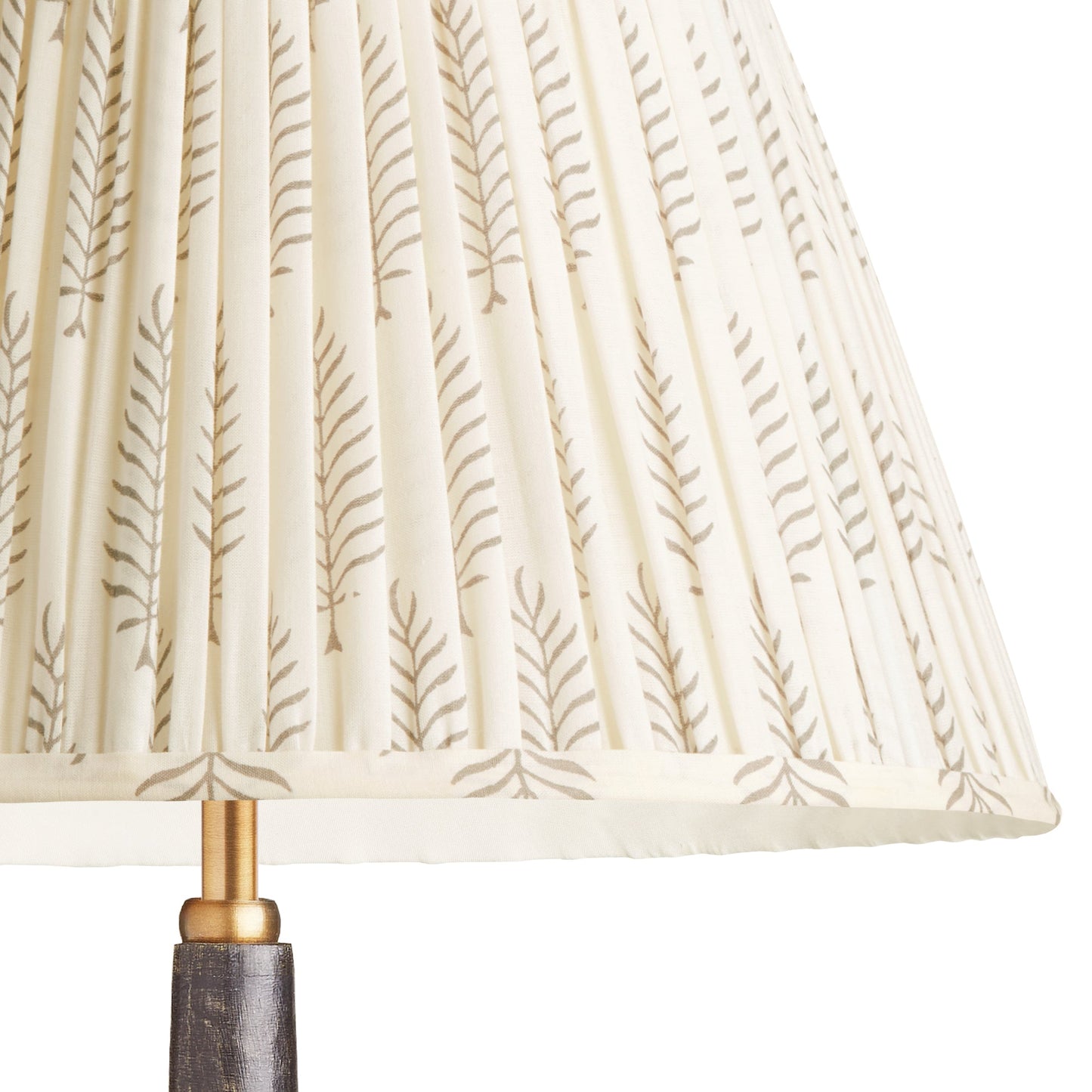 20cm empire gathered lampshade in grey ferns block printed cotton