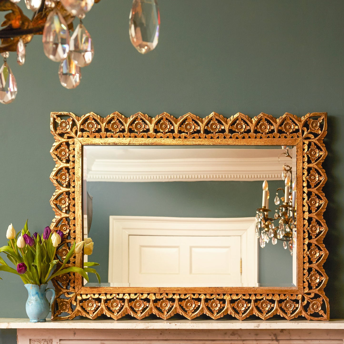 Vulpo bevelled mirror in antiqued gold