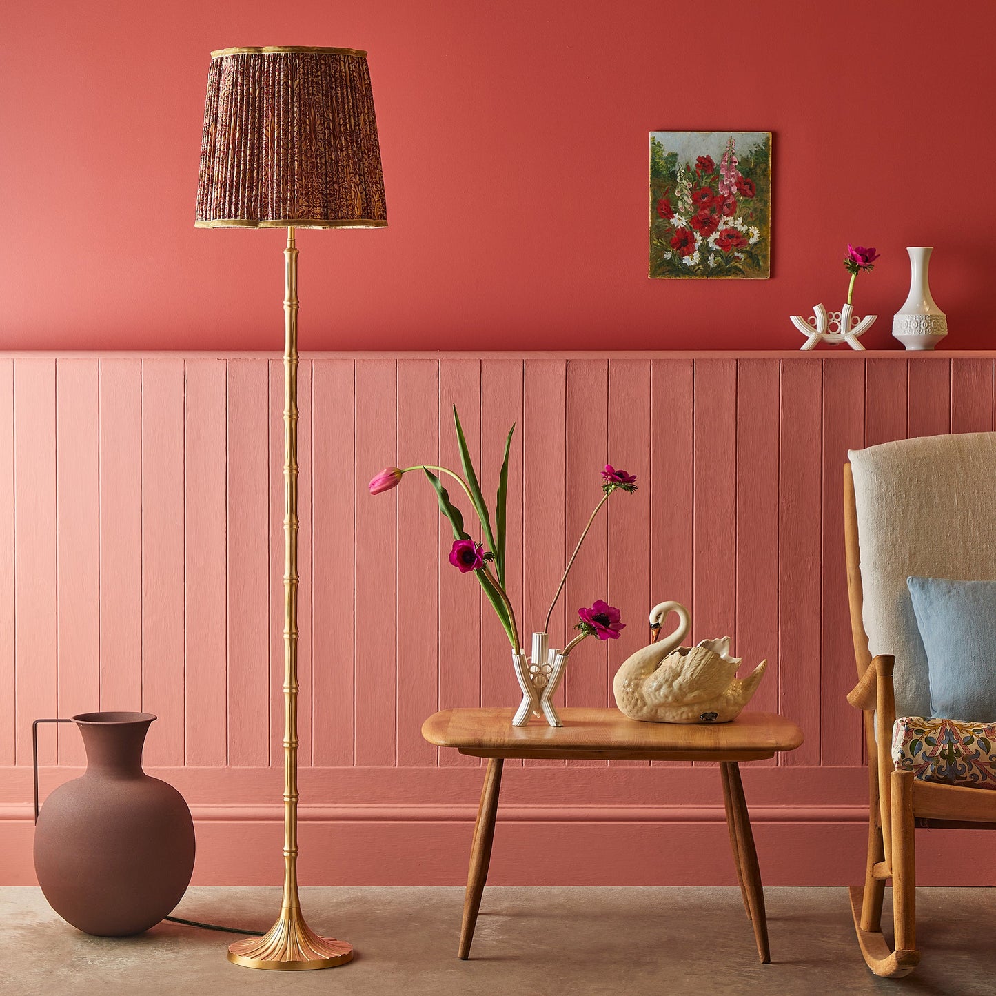 Bamboozle floor lamp in antique brass