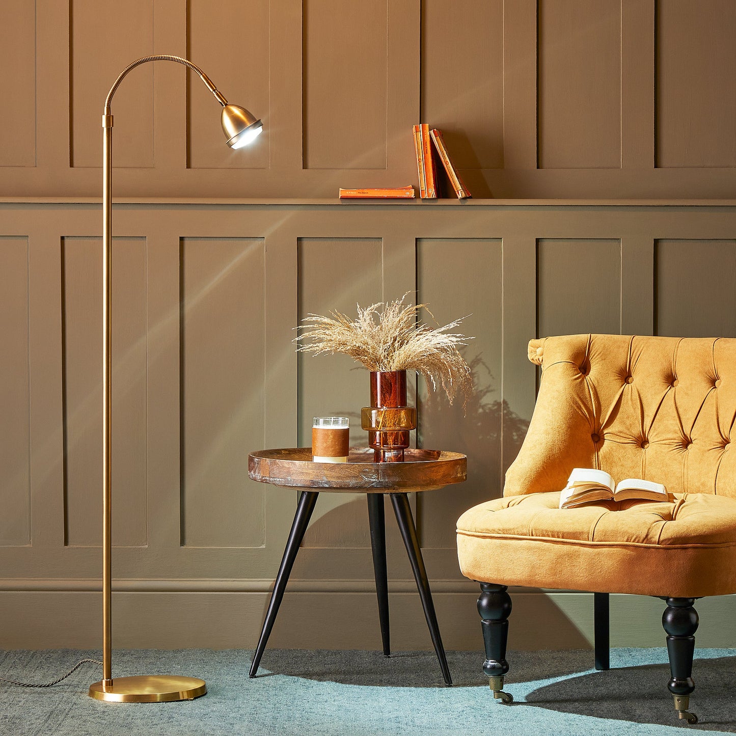 Beamish reading lamp in antiqued brass