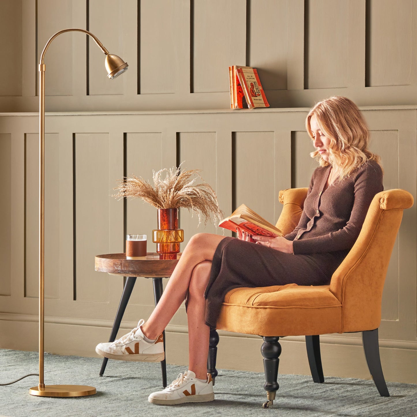 Beamish reading lamp in antiqued brass