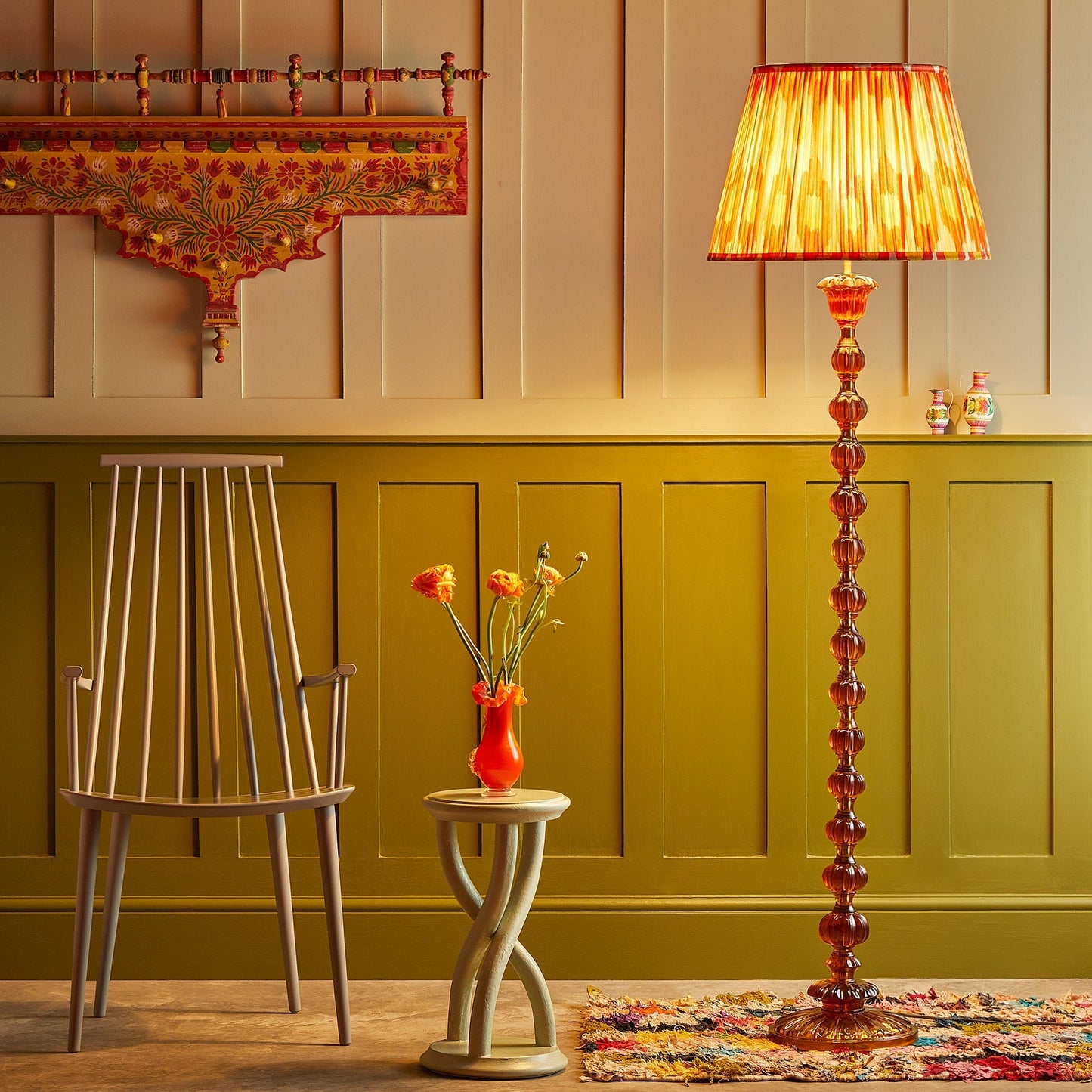 Coronet floor lamp in amber polished resin