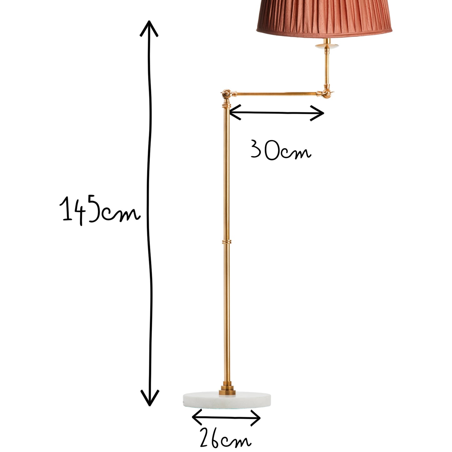 Cranling articulated standing lamp in brass with a white marble base