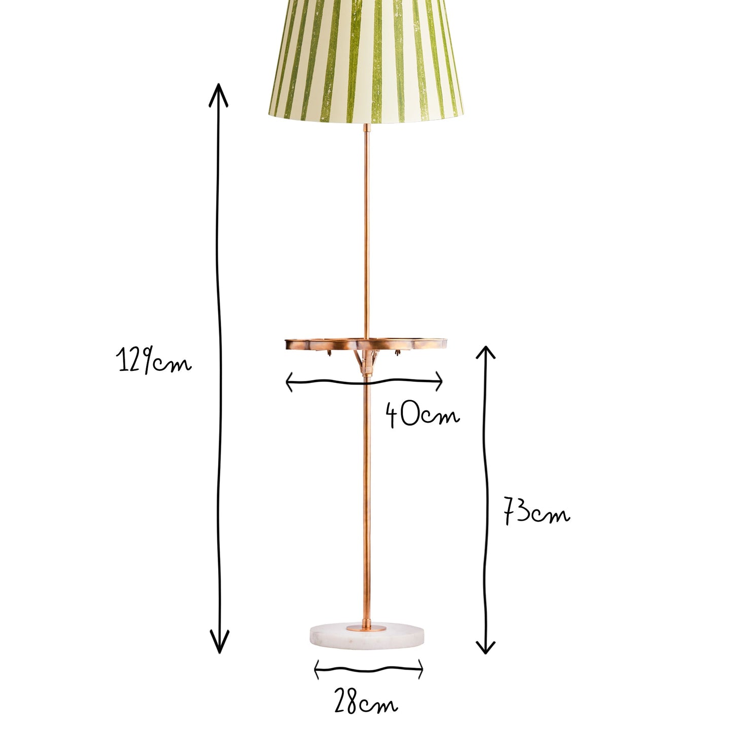 Darcy standing lamp with brass tray