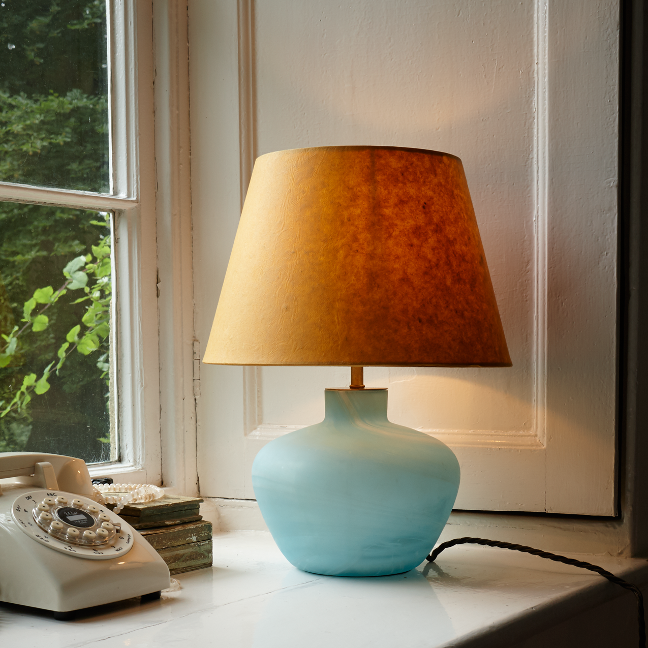Bluebell table lamp in blown glass