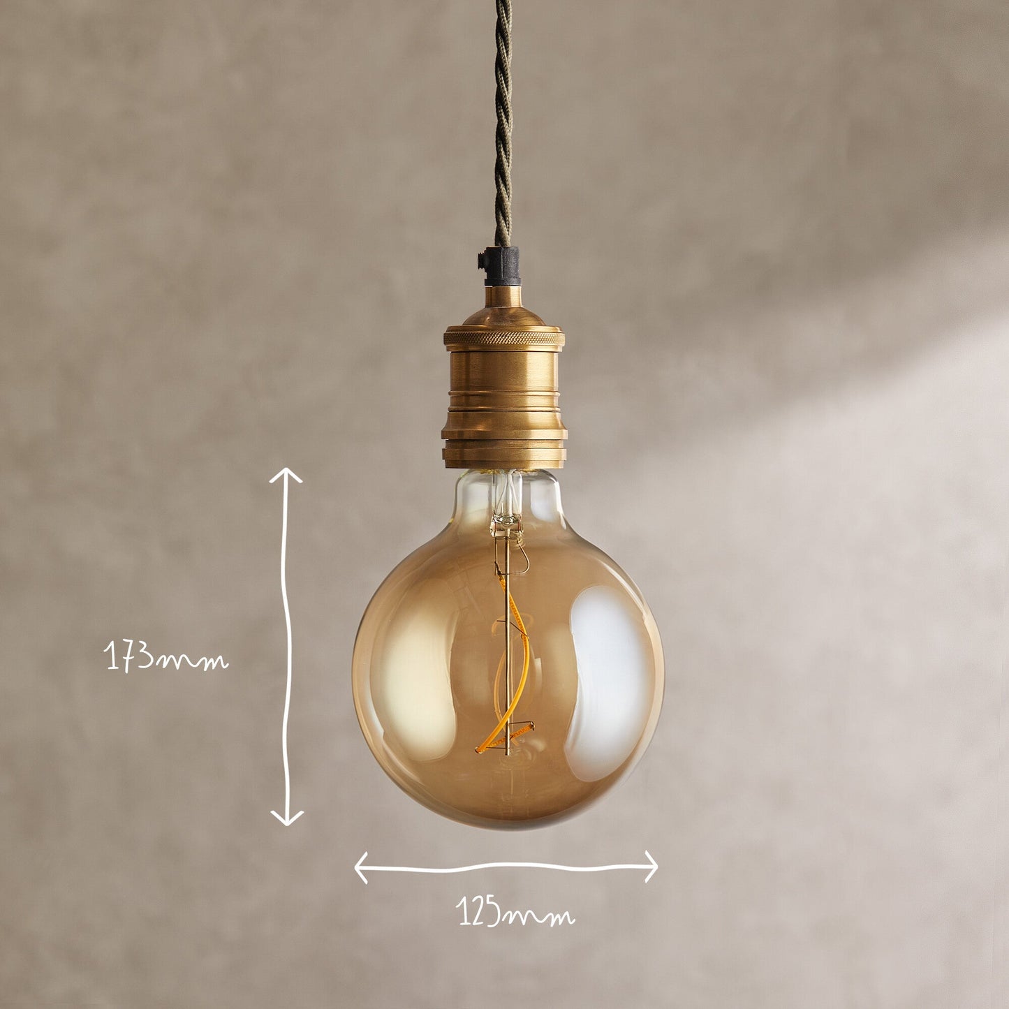 Extra Large globe 4 watt LED irregular filament bulb with amber coating and E27 fitting