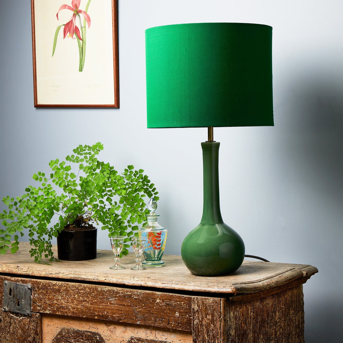 Ellie table lamp in emerald glaze