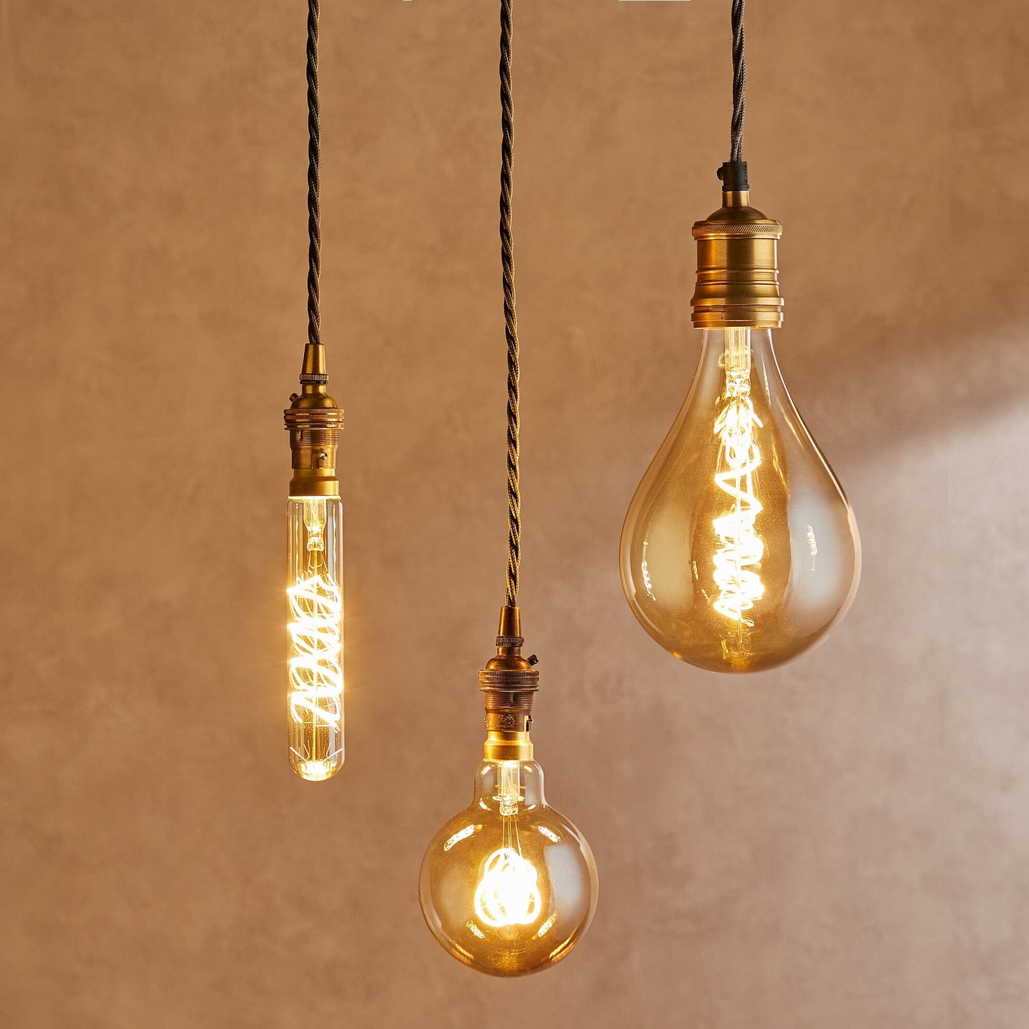 Giant 4 watt LED curled filament bulb with amber coating and E27 fitting