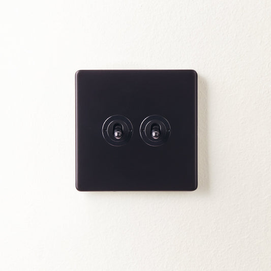 Two gang 2 way Florence toggle switch in black