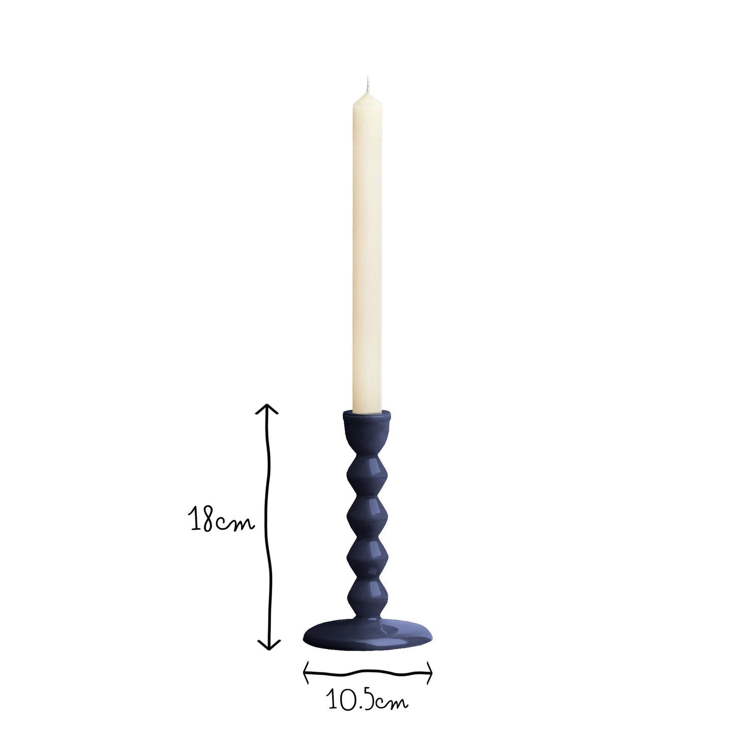 Smaller Mildred candlestick in navy