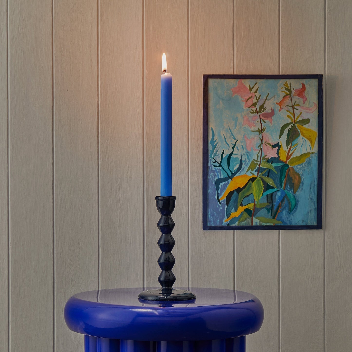 Smaller Mildred candlestick in navy