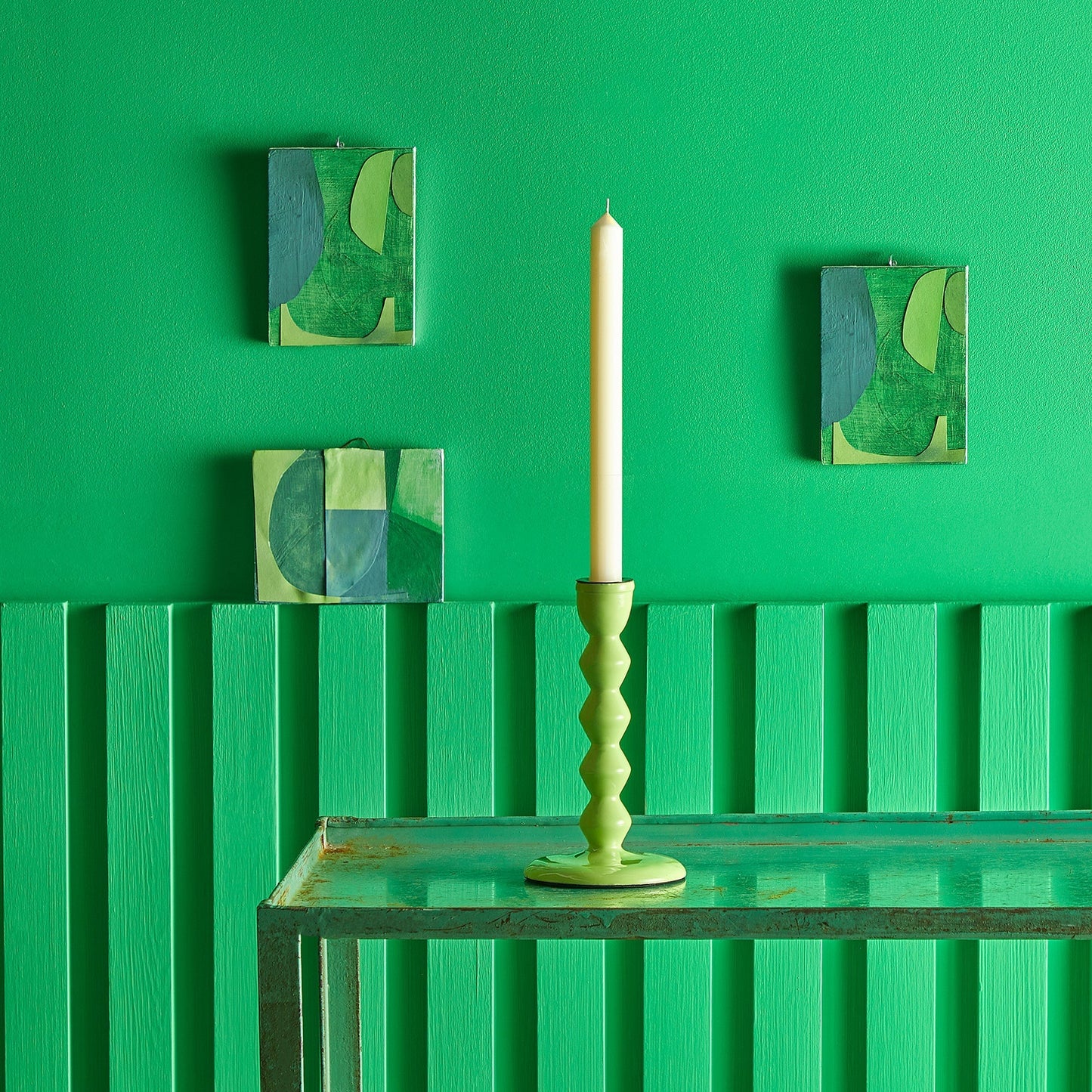 Smaller Mildred candlestick in lime