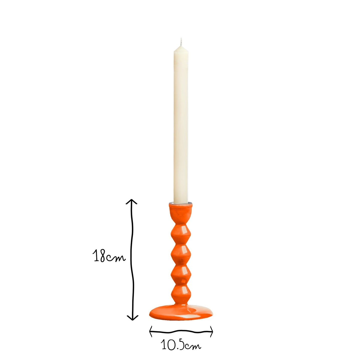 Smaller Mildred candlestick in tangerine
