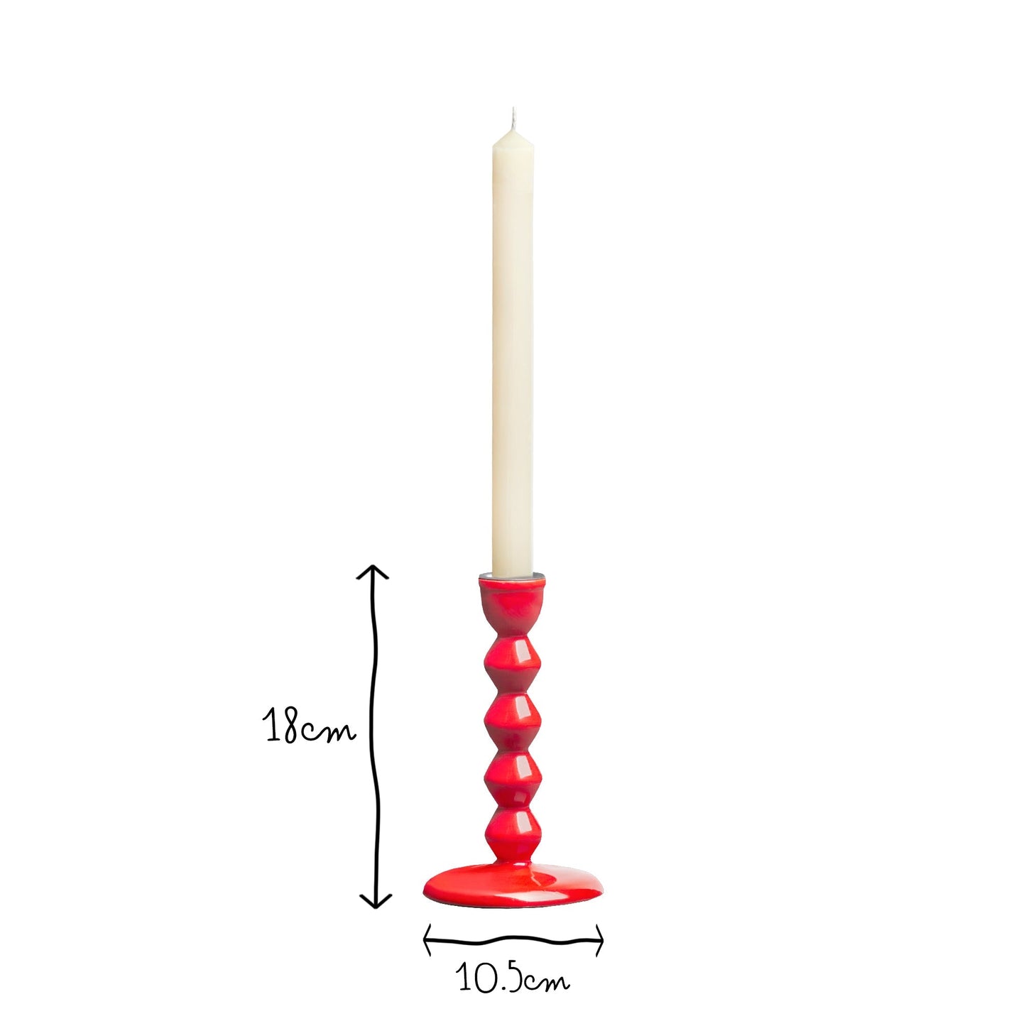 Smaller Mildred candlestick in hot chilli