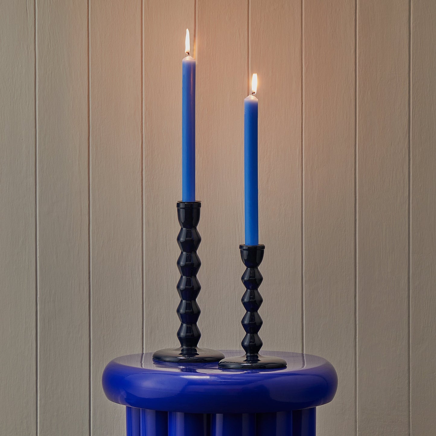 Smaller Mildred candlestick in navy