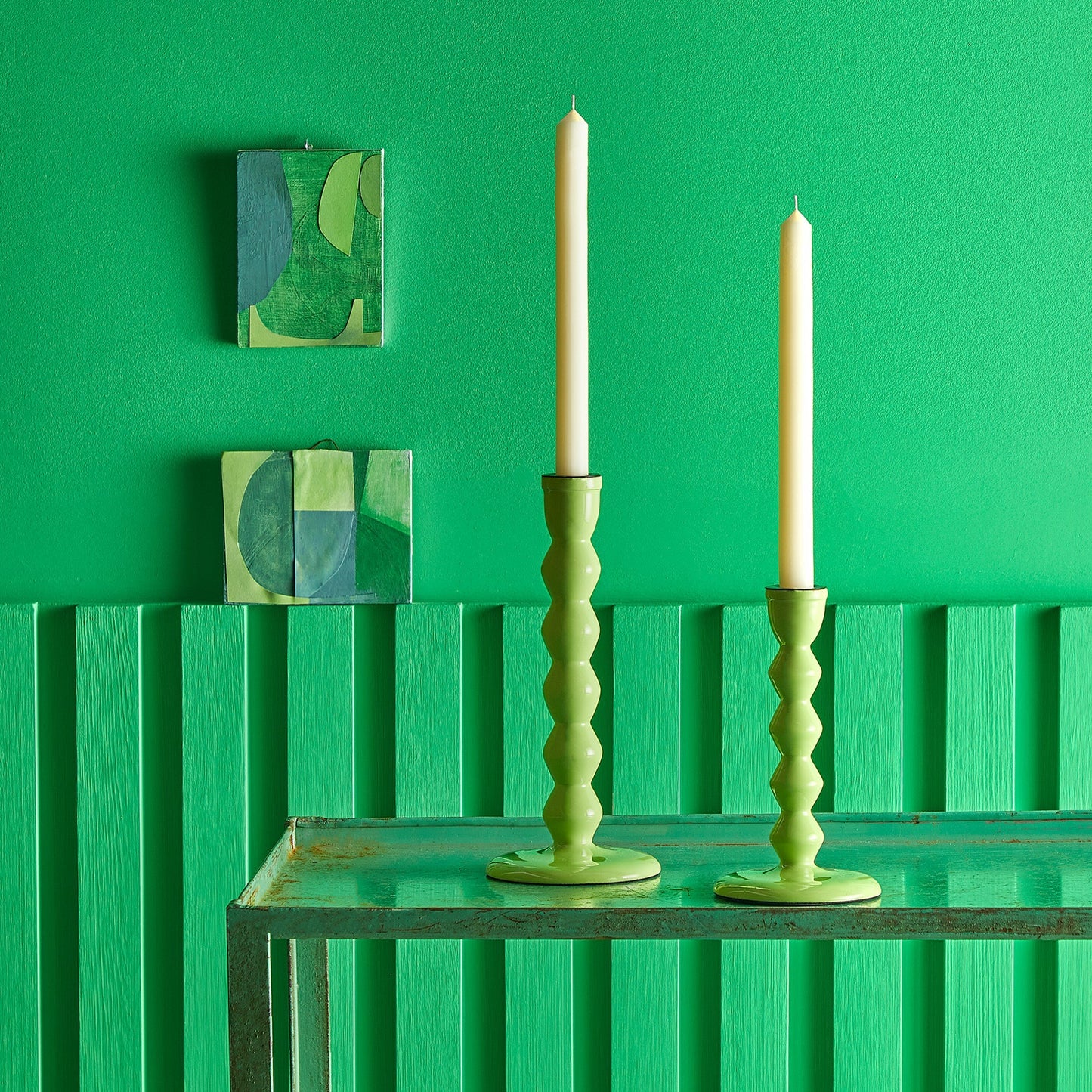 Smaller Mildred candlestick in lime