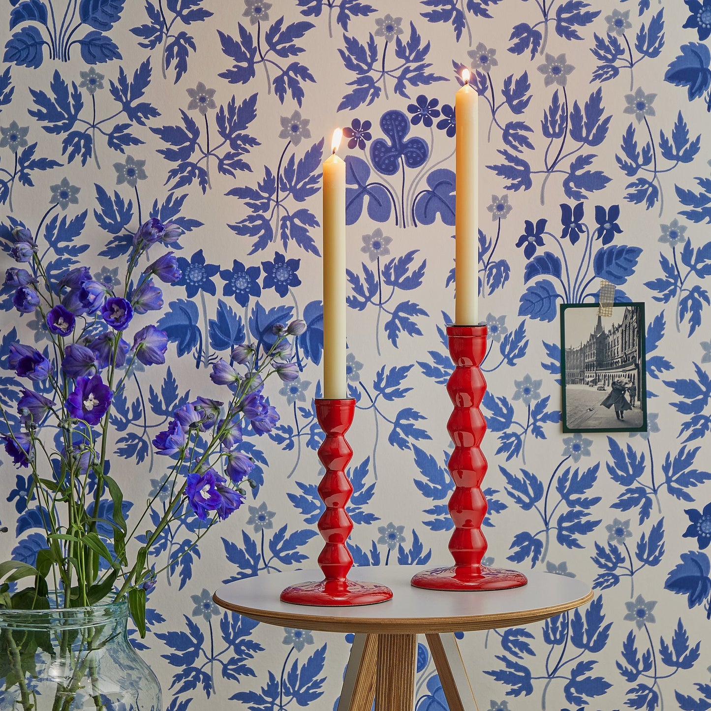 Smaller Mildred candlestick in hot chilli