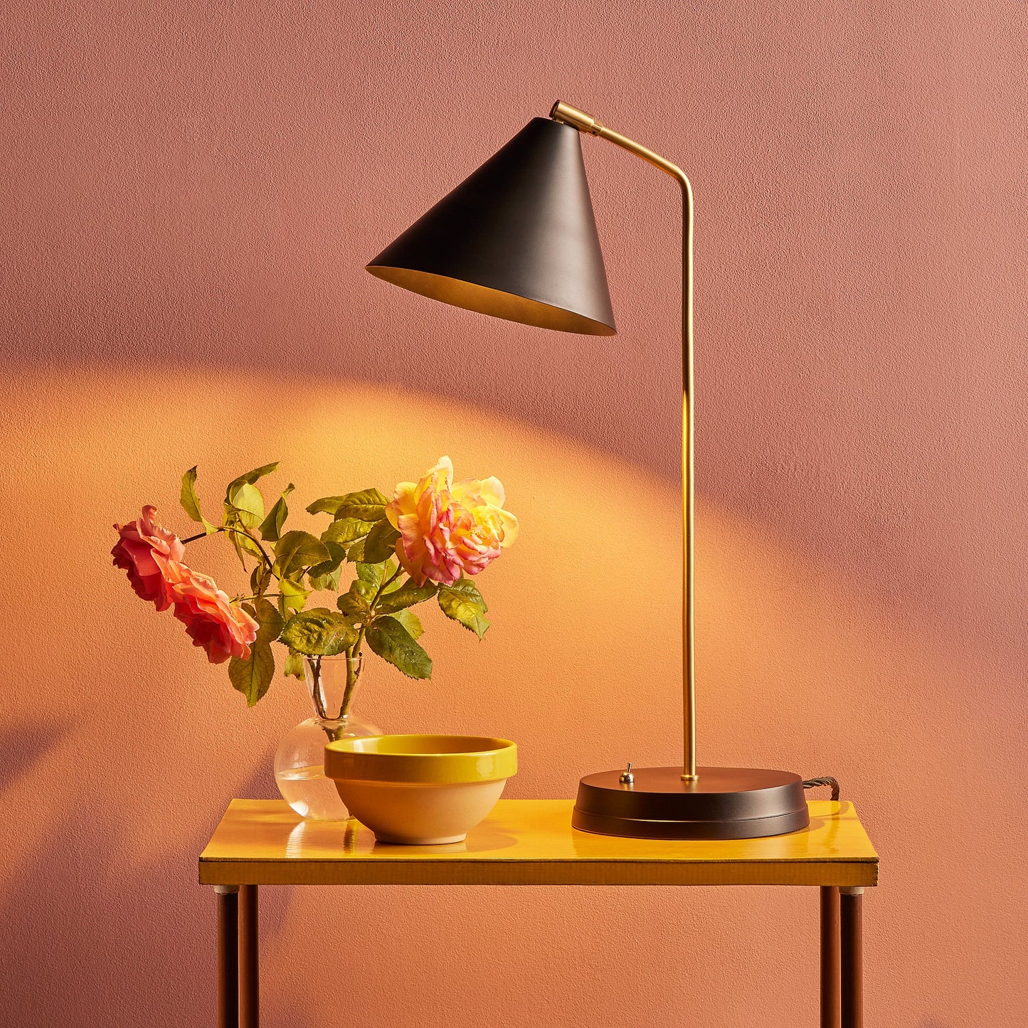 Drax Desk light in brass and a black hood