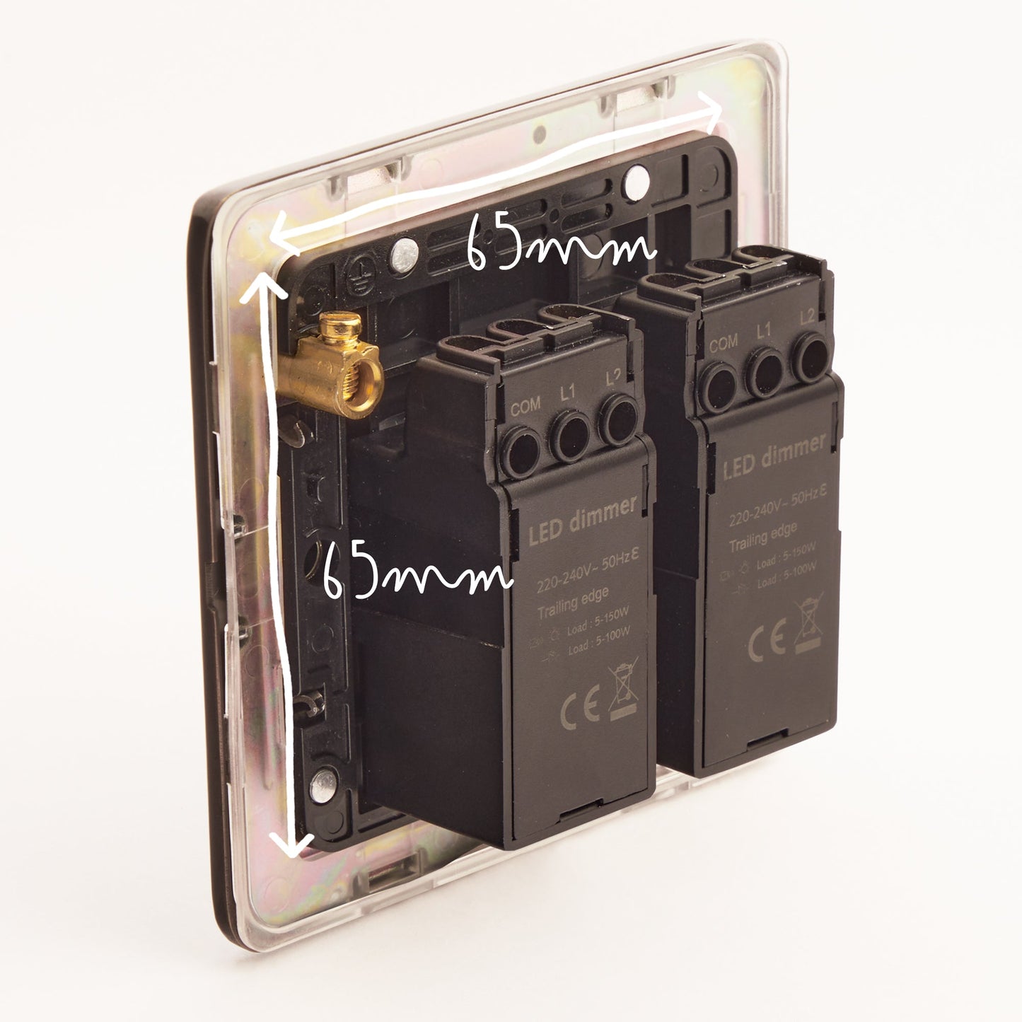 Two gang 2 way Florence dimmer switch in brass