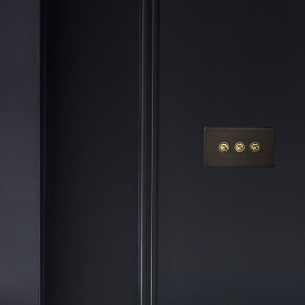 Three gang 2 way Florence toggle switch in bronze