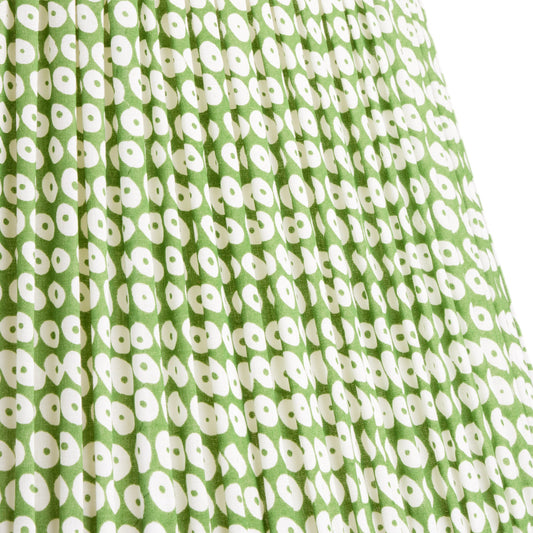 16cm empire gathered lampshade in green block printed cotton