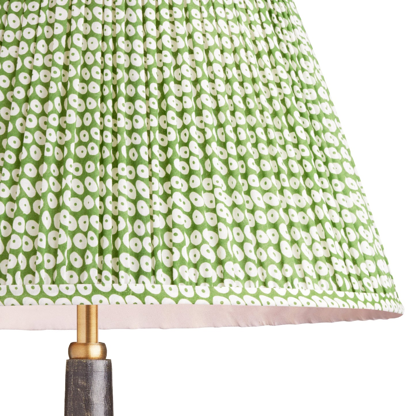 16cm empire gathered lampshade in green block printed cotton