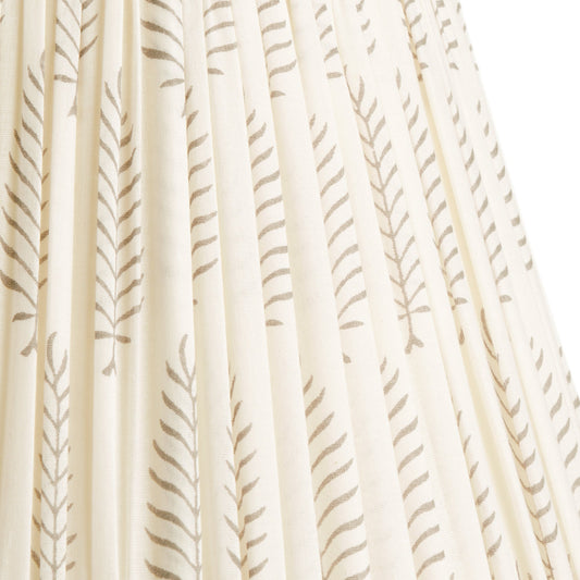 20cm empire gathered lampshade in grey ferns block printed cotton