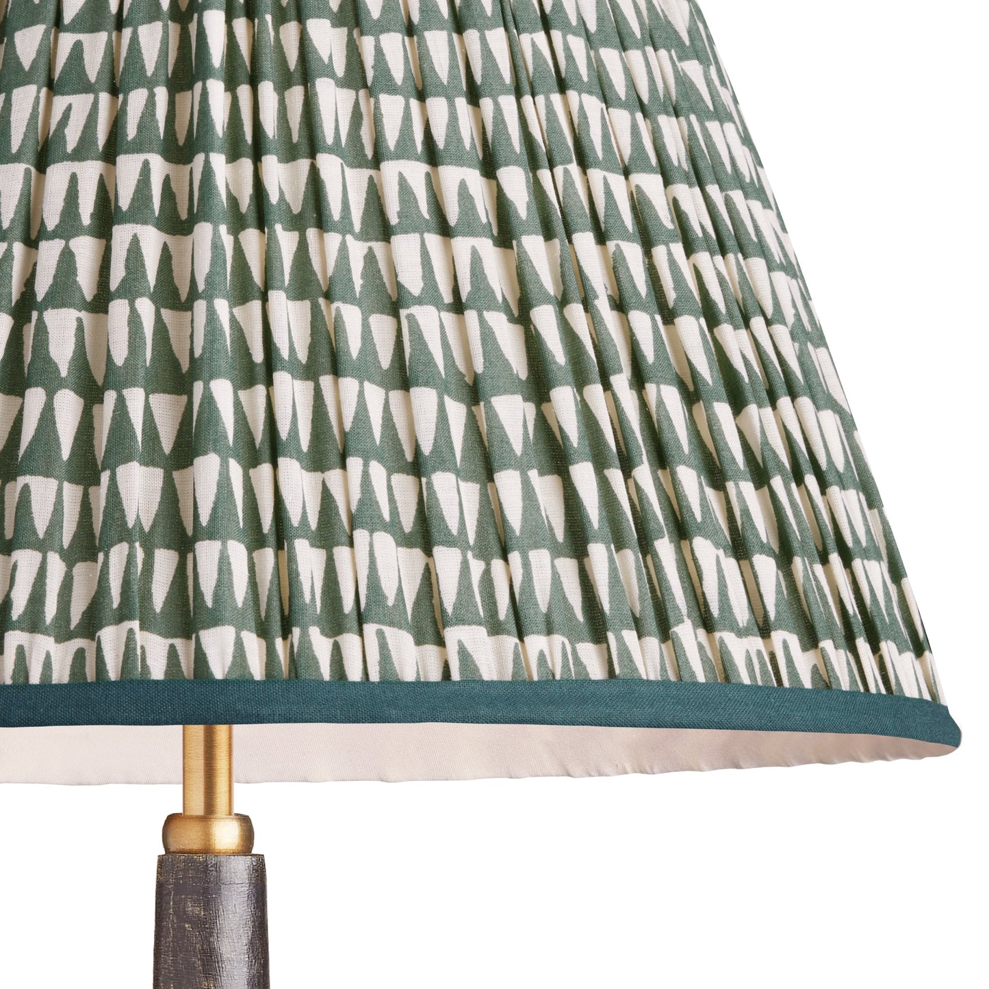 20cm empire gathered lampshade in teal savannah block printed cotton