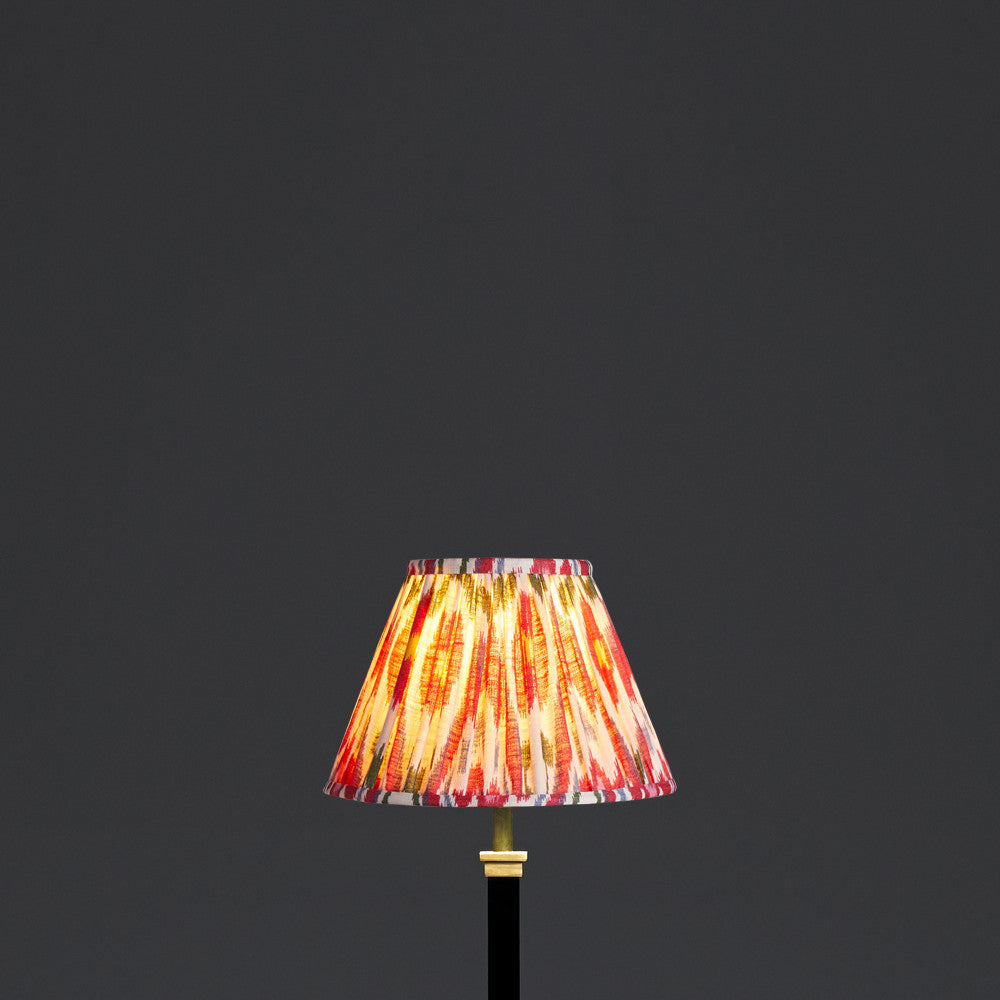 20cm empire gathered lampshade in heraldic printed linen ikat
