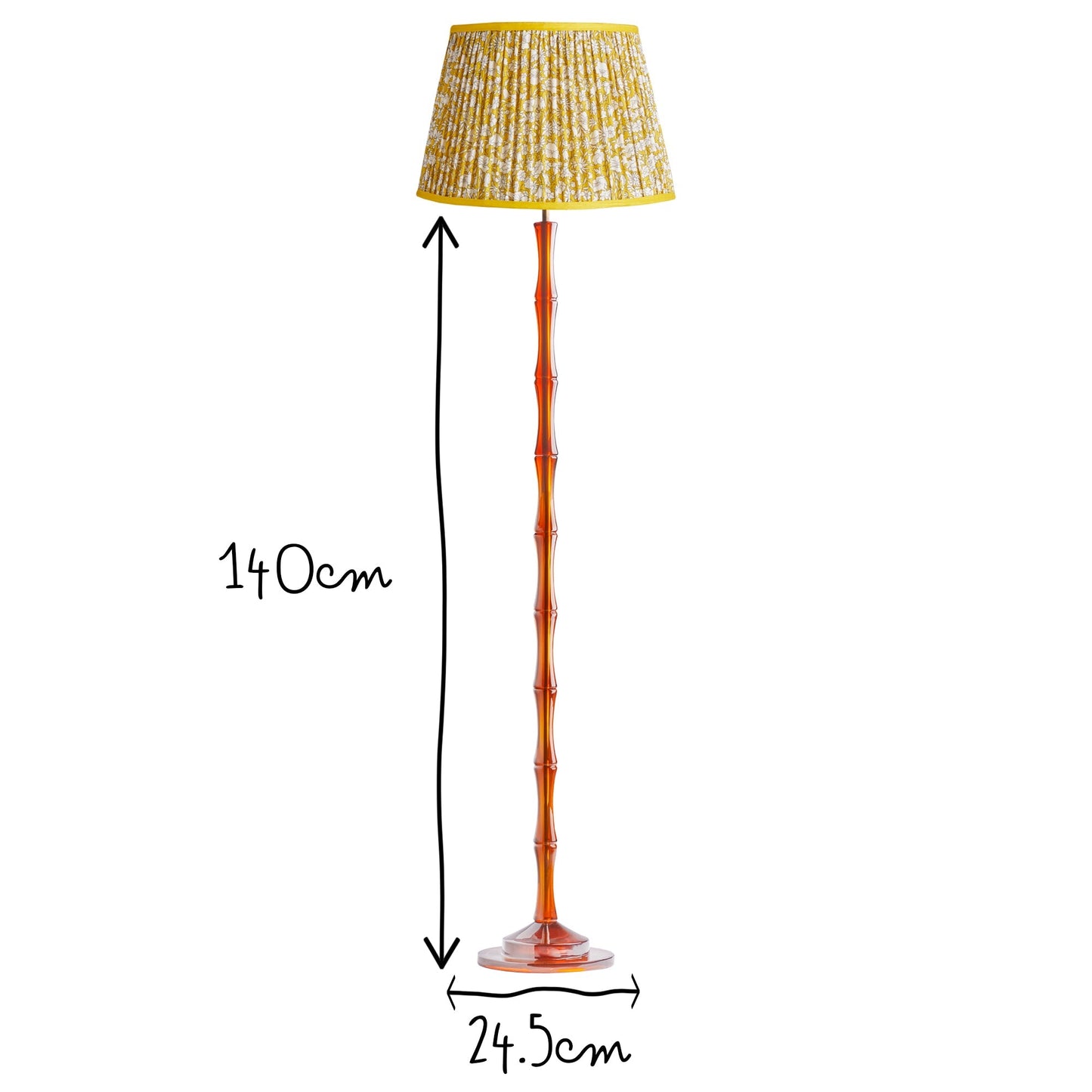 Bamboo floor lamp in amber polished resin