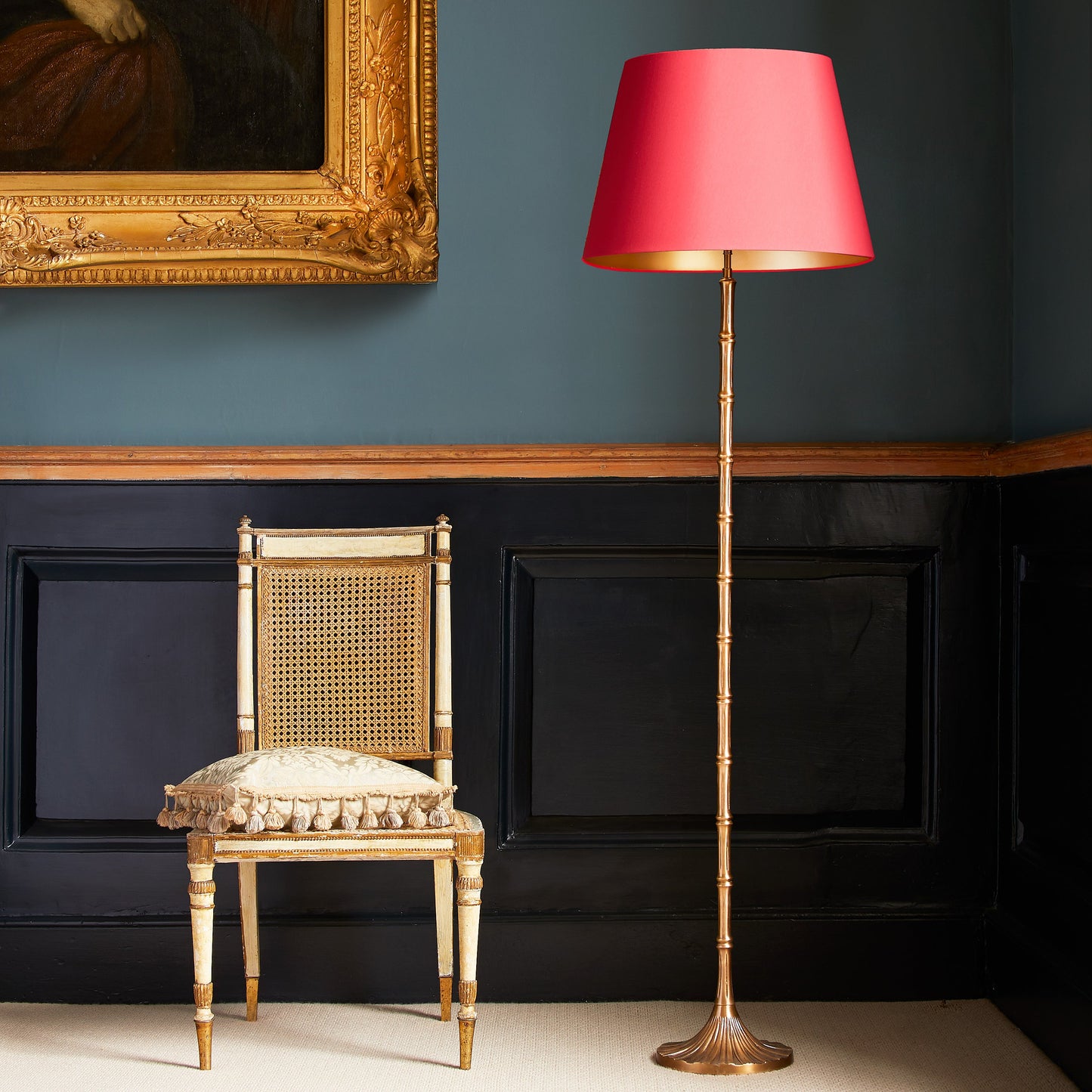 Bamboozle floor lamp in antique brass