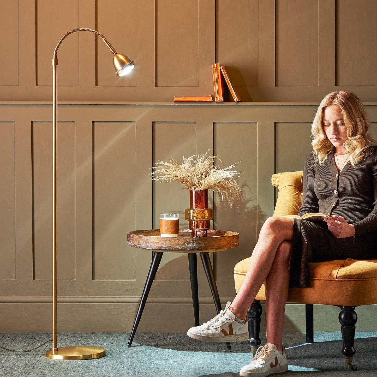Beamish reading lamp in antiqued brass