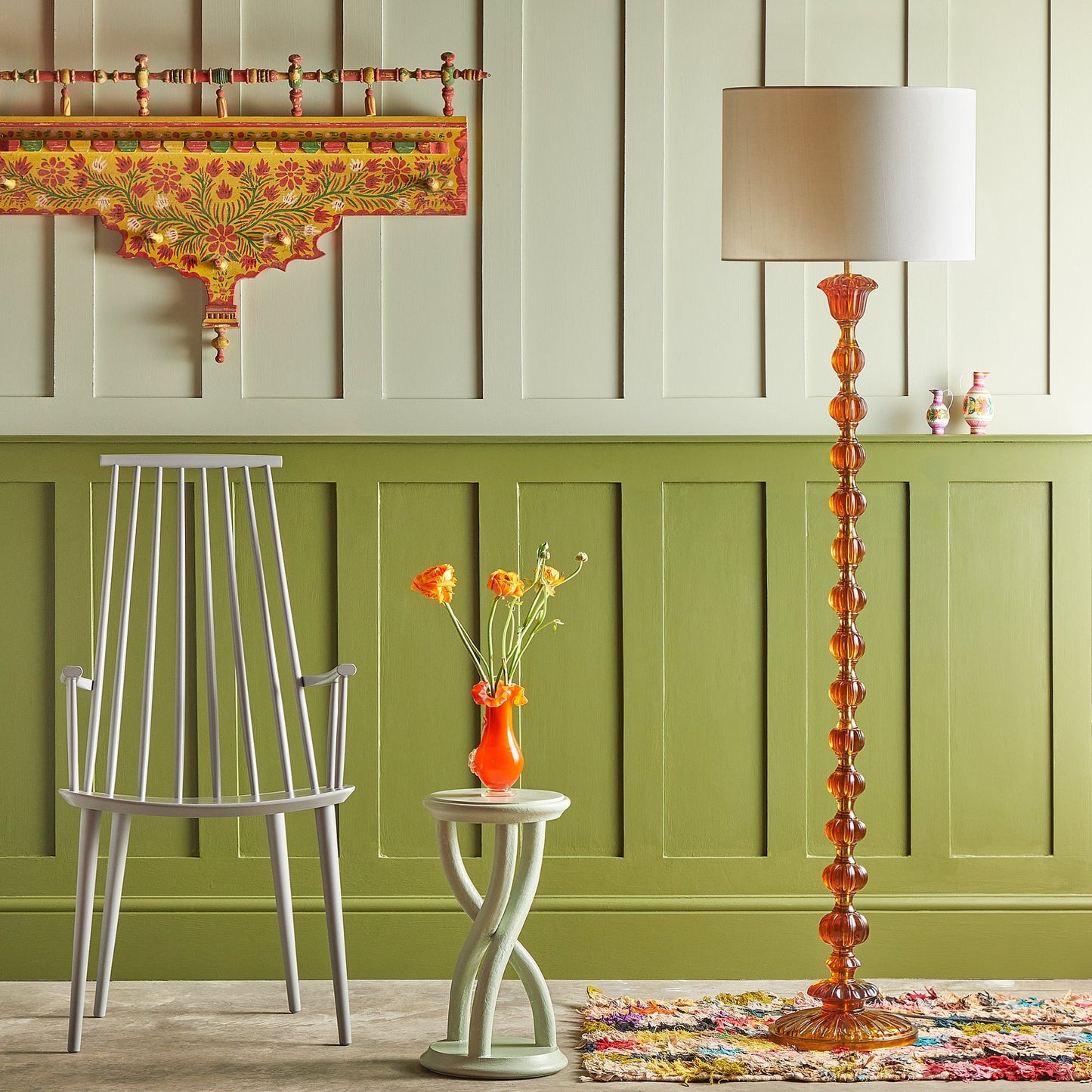 Coronet floor lamp in amber polished resin