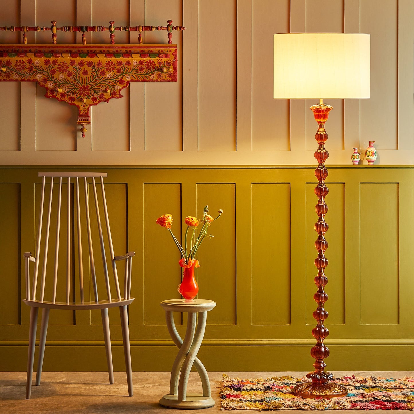 Coronet floor lamp in amber polished resin