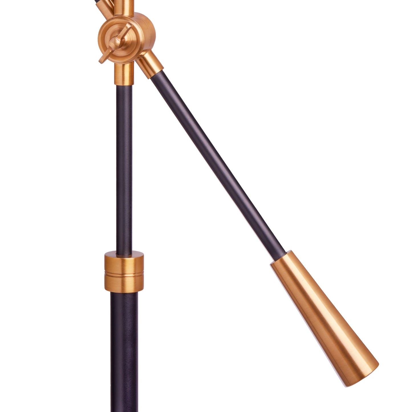 Mo floor lamp in brass with a black hood