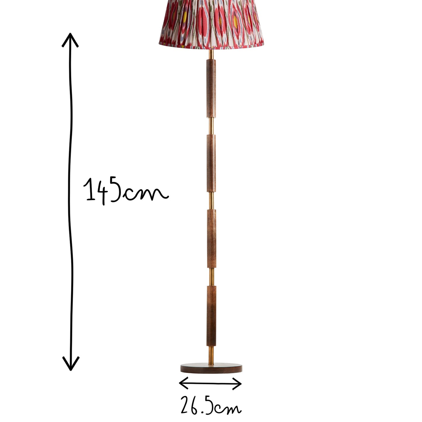 Skellig floor lamp in burnt wood and brass