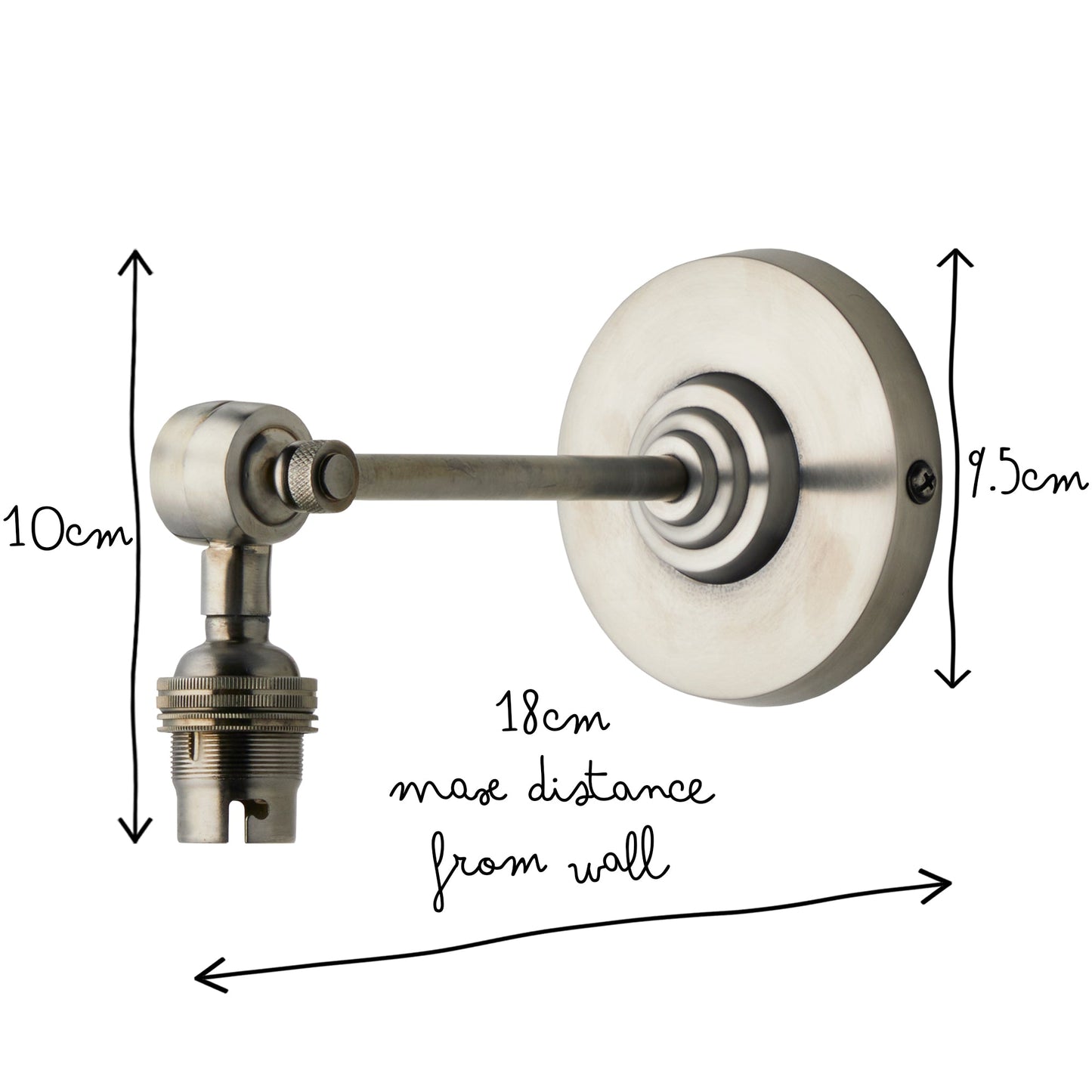 Elbow wall fitting in antiqued silver