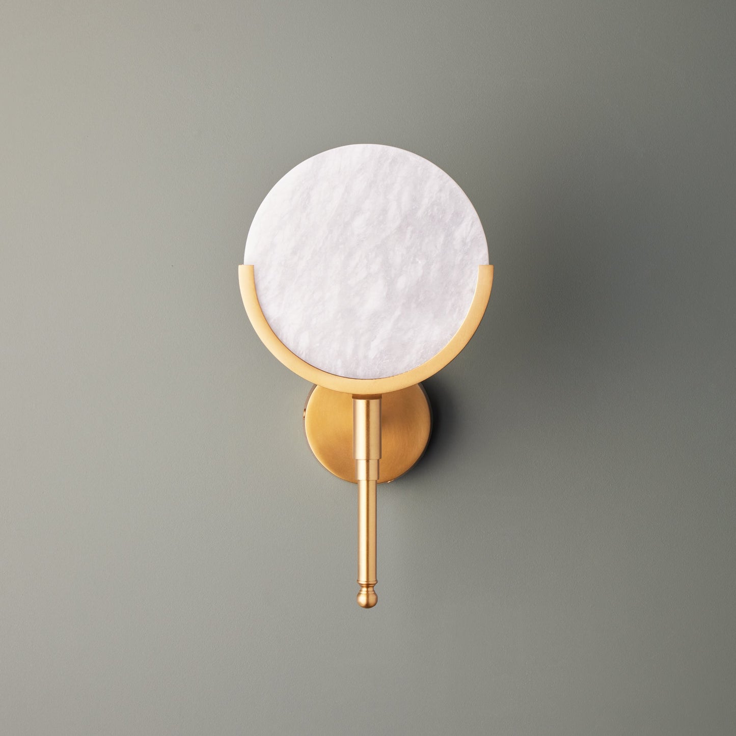 Firefly wall light in antique brass with an alabaster globe
