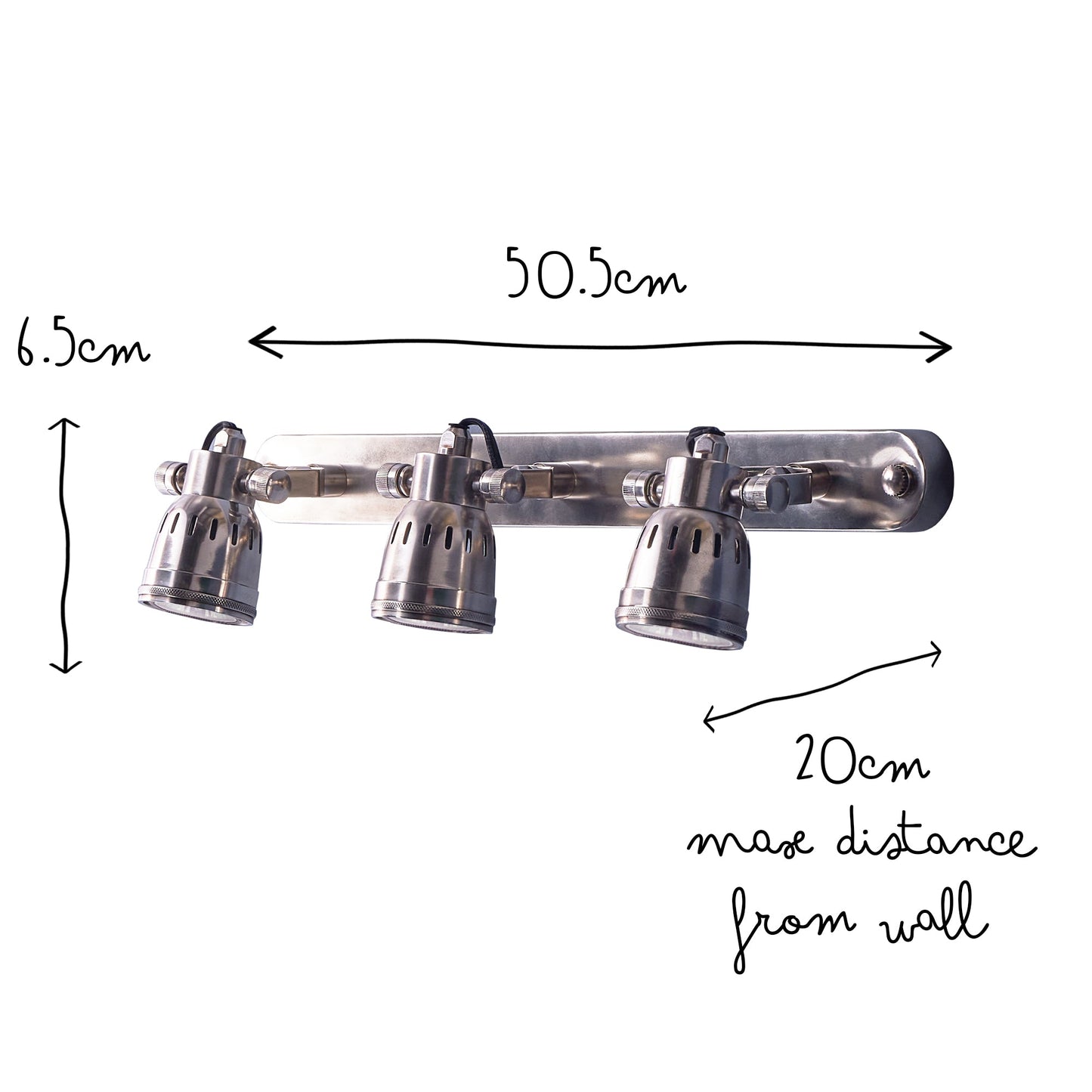 Large and long Humph wall light in antique silver