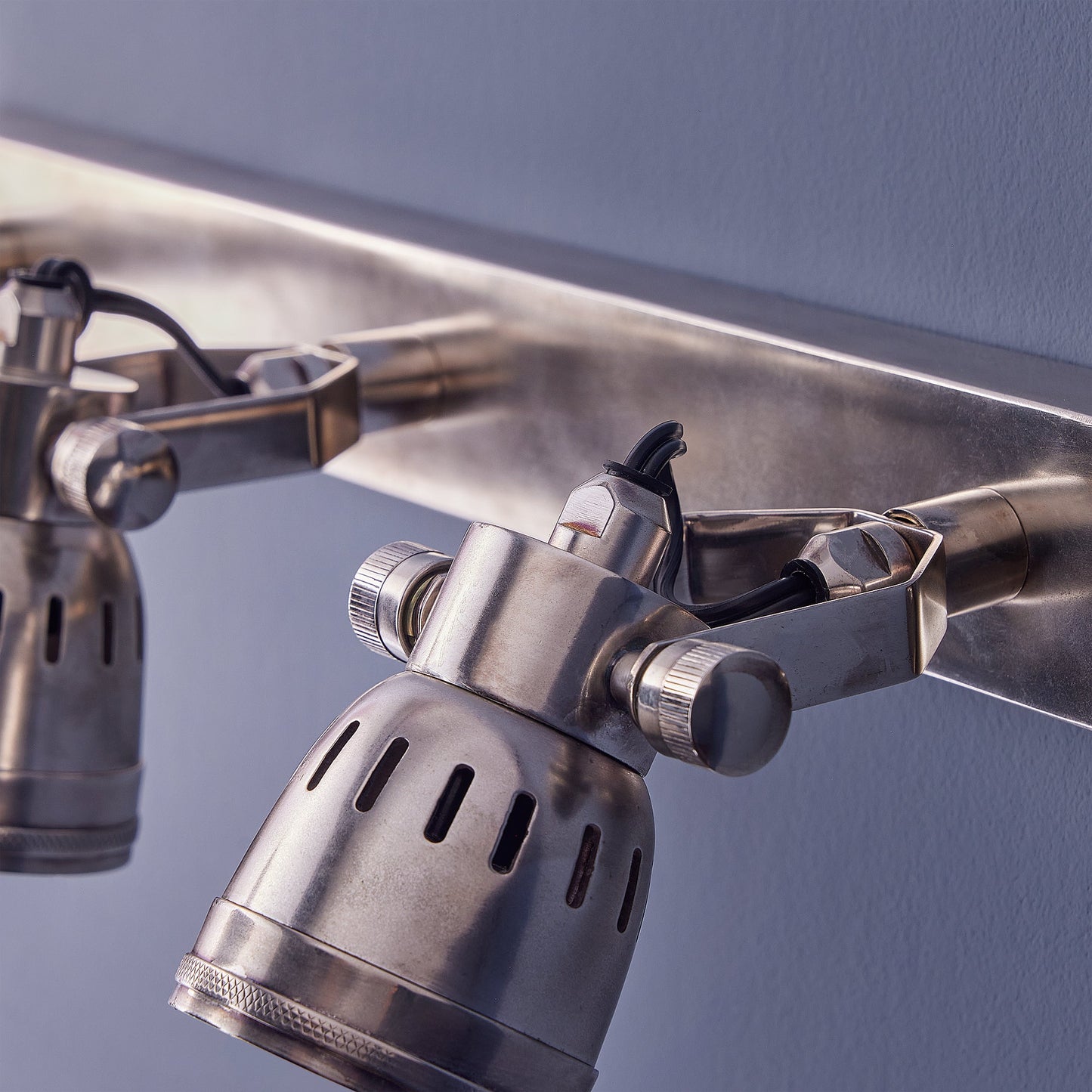 Large and long Humph wall light in antique silver