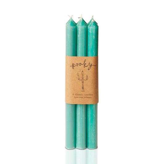 Dusky dinner candle in emerald - pack of 6