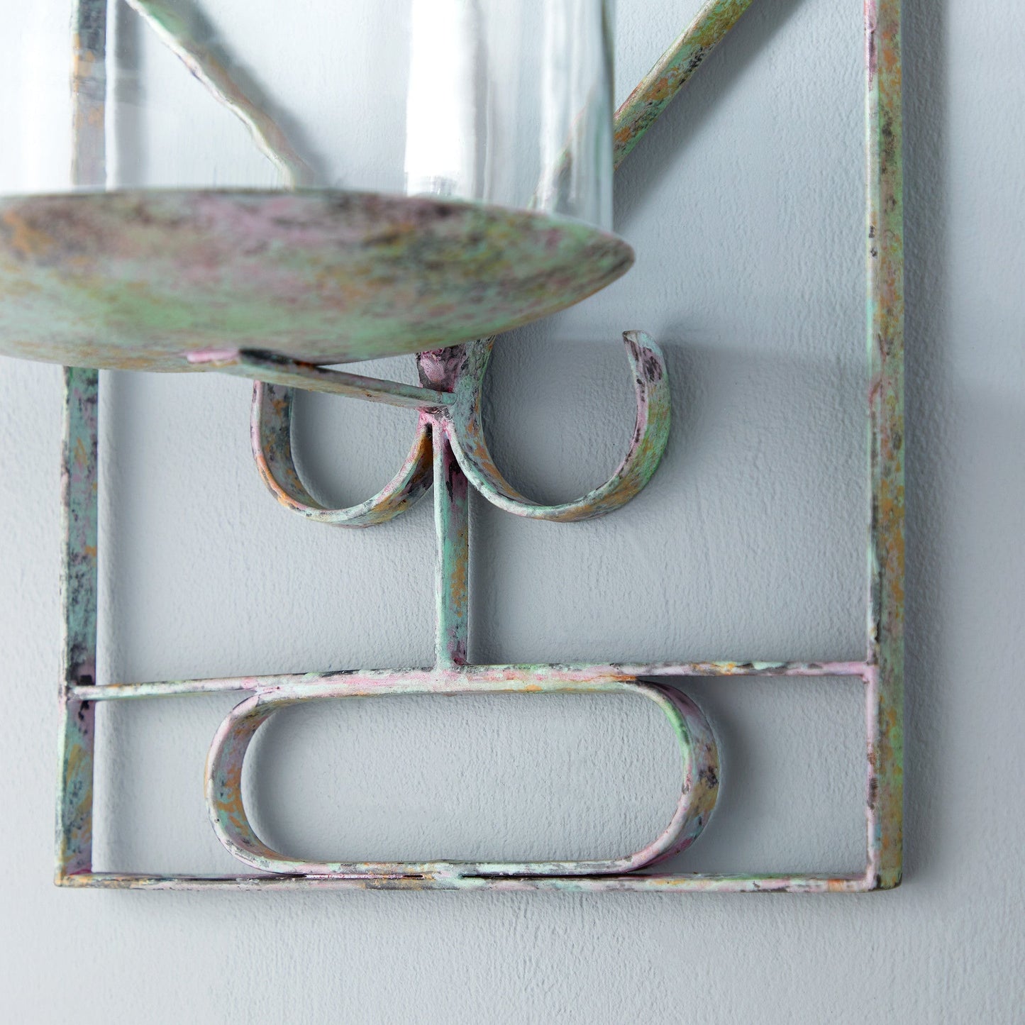 Tor wall mounted candle sconce in verdigris